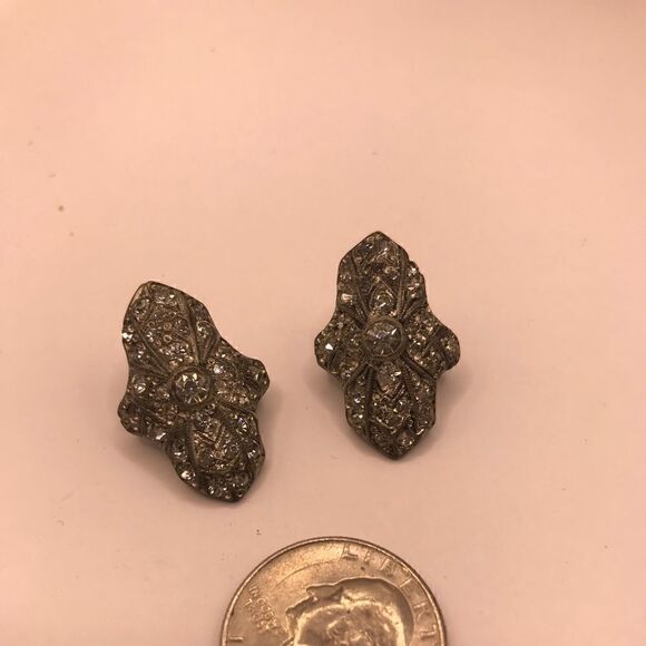 Antique 1922 Fishel Nessler silver and Rhinestone button covers. - Picture 2 of 5